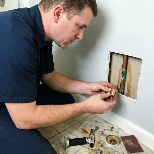 Local copper pipe leak repair by HDF Plumbing, Clearwater, FL